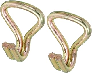 Ratchet Double J Strap Hook Load 2200lb Zinc Collar 1.1" Tie Down Strap Webbing Car Truck Trailer Pack of 2