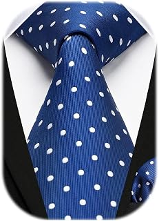 HISDERN Men's Wedding Ties and Pocket Square, Paisley Tie Set, Plain, in Various Colours