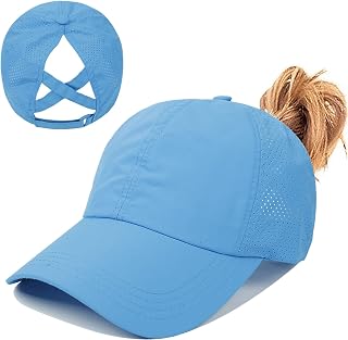 Women's Ponytail Baseball Cap,High Messy Bun Ponycap,Summer Breathable Quick Dry Sport Cap,Adjustable Buckle,Breathable Mesh Casual