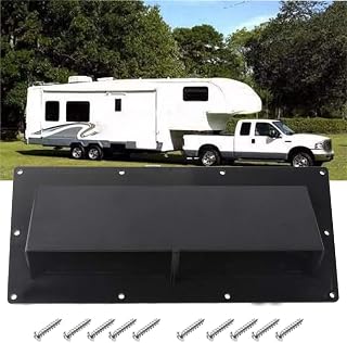 RV Range Hood Vent Cover With Locking Flap For Stove, Bathroom, Sidewall, Outside Damper On Motorhome, Trailer, Camper, Includes 10 Screws, Black