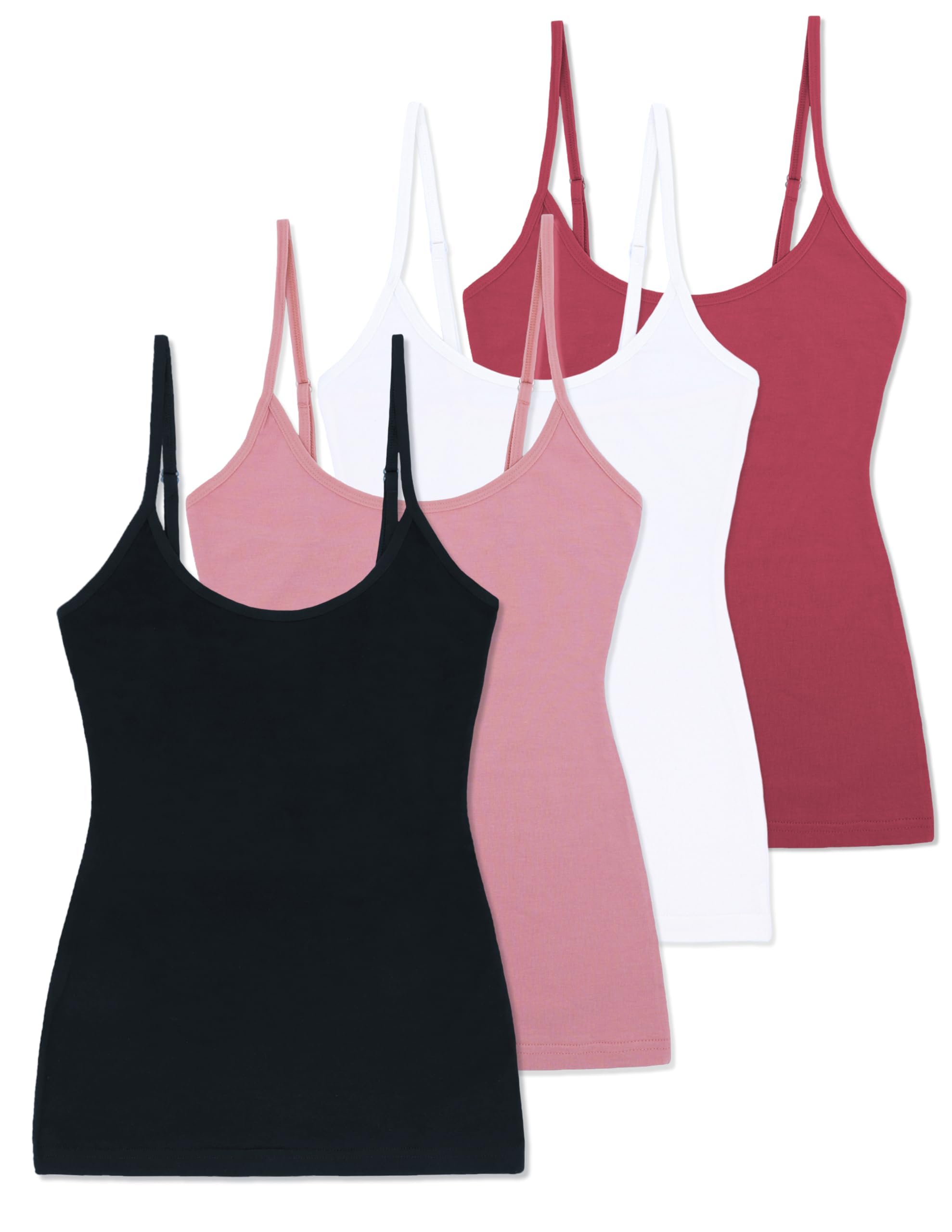 Comfneat Women's 4-Pack Spaghetti Tops Slim Fit Adjustable Straps Camisole