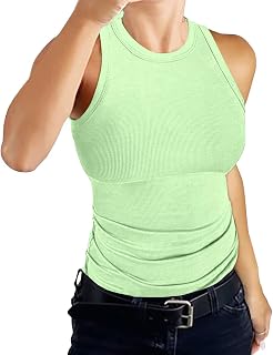 DUOEASE Women's Basic Tank Top with High Neck Sexy Ribbed Slim Fit Summer Tank Top