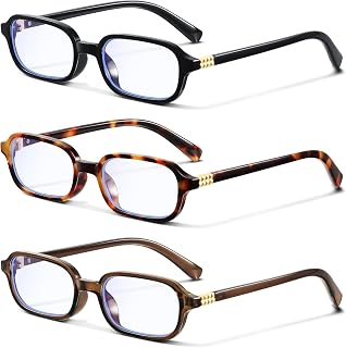 Retro Rectangle Glasses for Women Small Square Blue Light Blocking Glasses Reduce Eye Strain