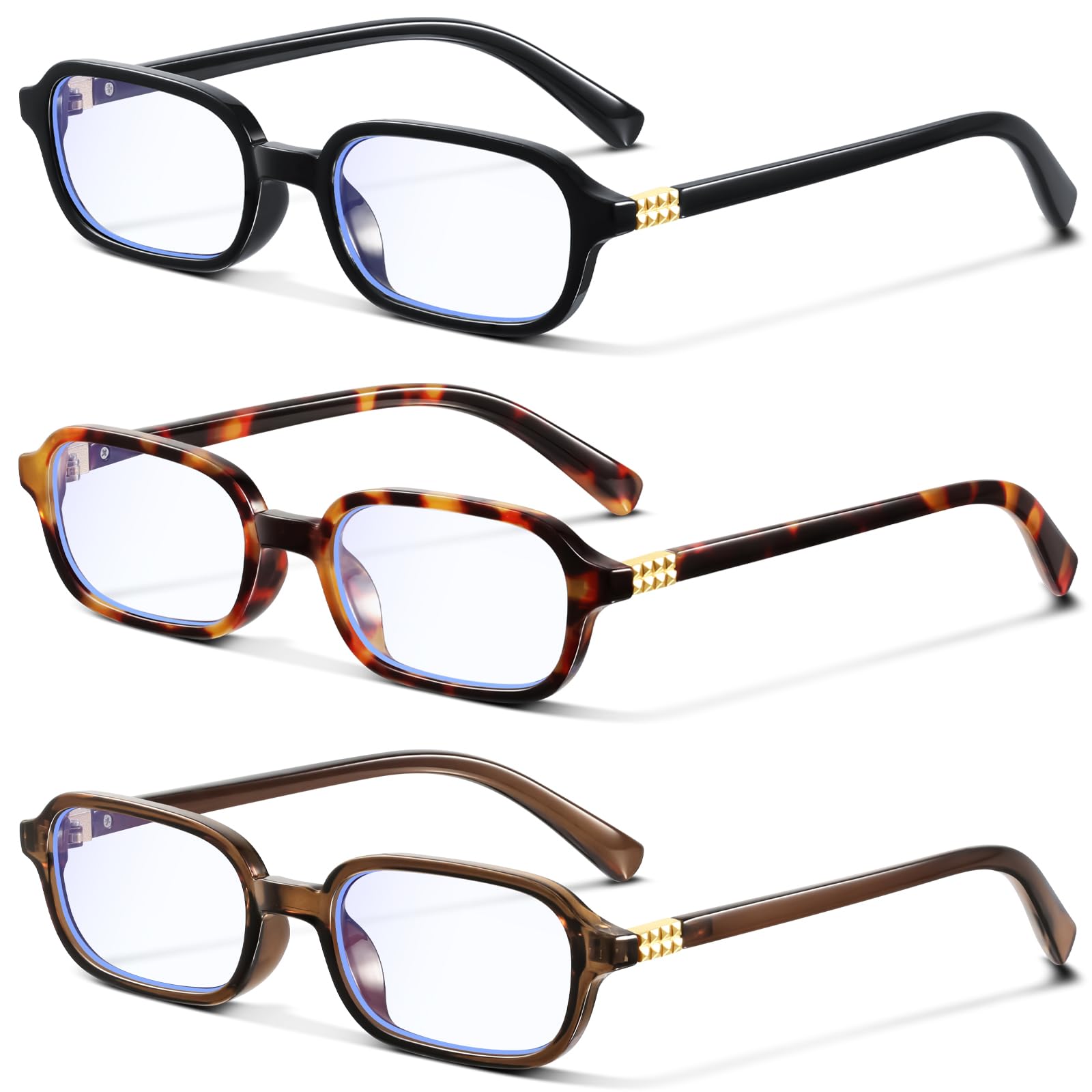 Retro Rectangle Glasses for Women Small Square Blue Light Blocking Glasses Reduc