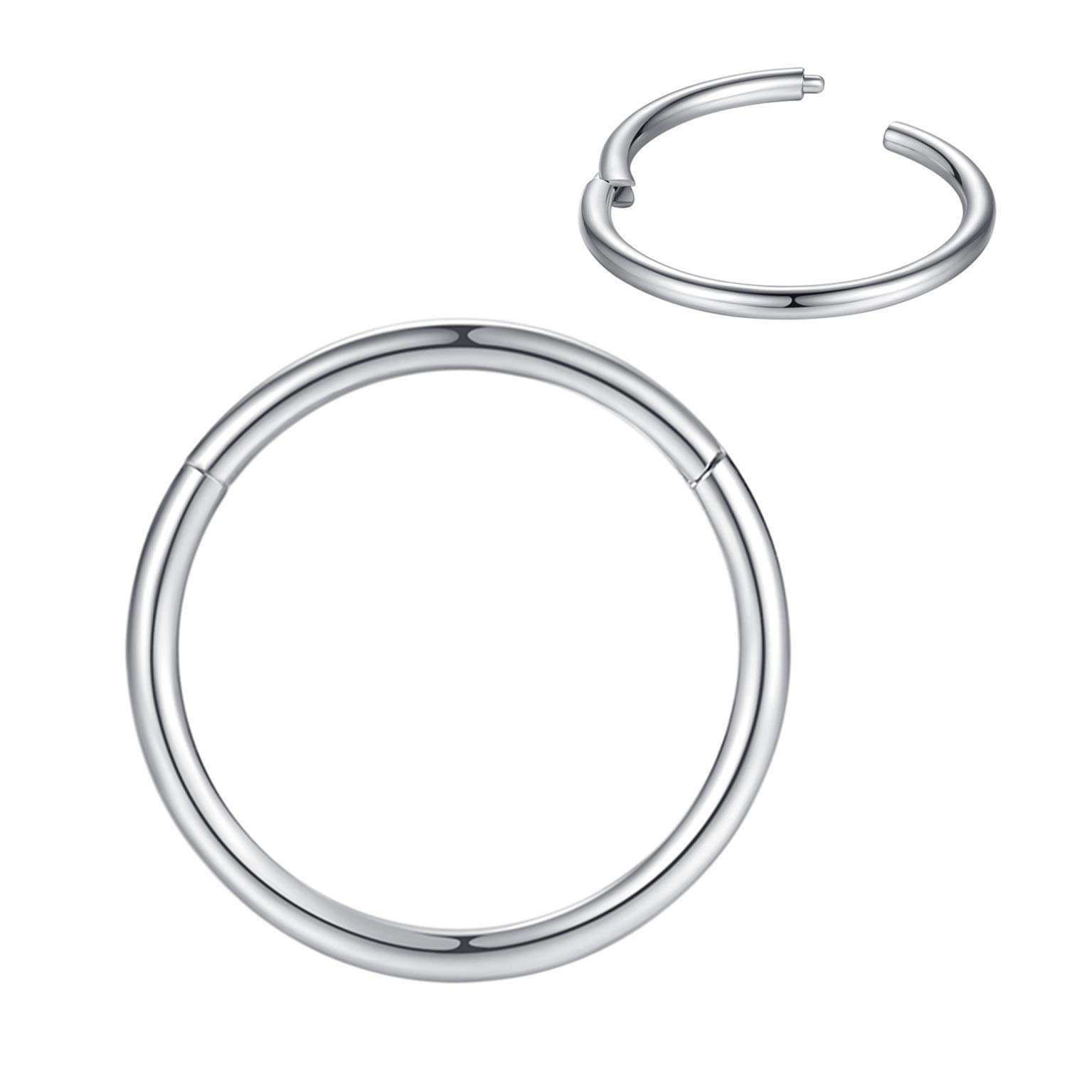 FOLLOWMOON 316L Surgical Steel Nose Rings Hoop Septum Clicker Hinged Segment Rin