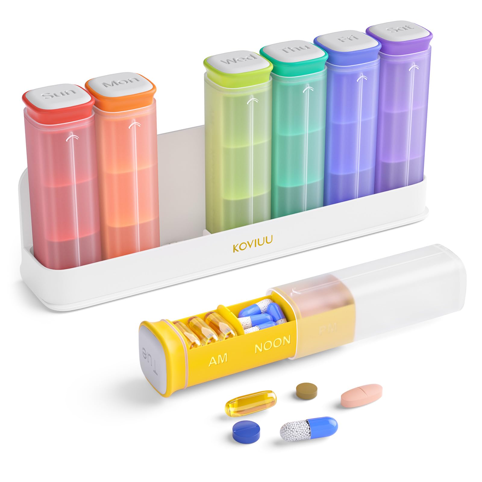 KOVIUU Weekly Pill Organizer 3 Times a Day, Large Pill Box 7 Day, White