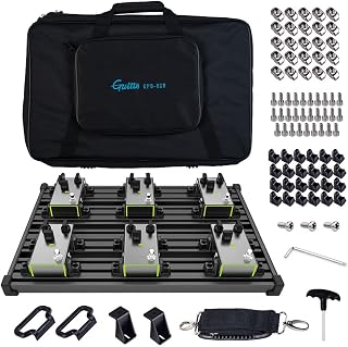 GUITTO Guitar Pedalboard, Secure Clip-On Design Aluminum Alloy Pedal Board with Carry Bag, No Adhesive Needed for Effects Pedals, for Gigs and Rehearsals, GPB-02 Medium