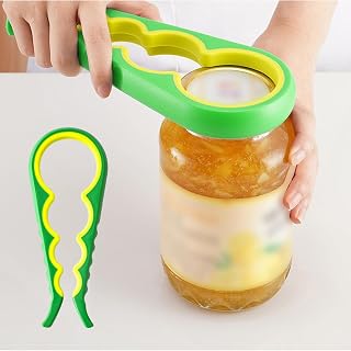 4 in 1 Can Opener Bottle Opener and Lid Remover with Non-Slip Grip, Kitchen Tool for Elderly, Arthritic Hands, Home and Outdoor Use