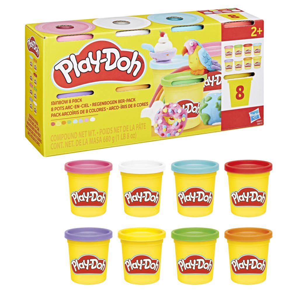 Play-Doh, Pack of 8 85g Rainbow Colors Jars