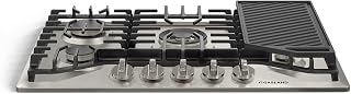GASLAND Gas Cooktop 30 Inch, PRO GH3305SF 5 Burner Propane Stovetop with Reversible Cast Iron Grill/Griddle, Gas Countertop Plug-in, NG/LPG Convertible Cooktops, Stainless Steel