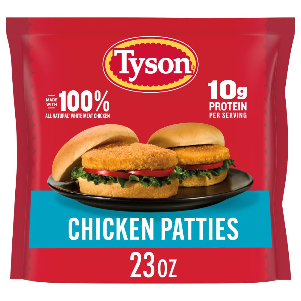 Tyson Frozen Chicken Patties, 23 Oz | 10g protein per serving; all natural, mini