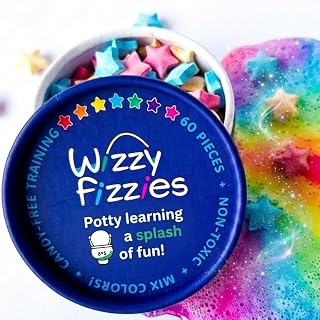 Wizzy Fizzies Potty Training Rewards Toilet Fizzies, Non-Food, STEM-Based Method that uses Imagination Play, 60 Colorful Stars, Non-Toxic, Girls & Boys, Fun Things for Kids & Parents