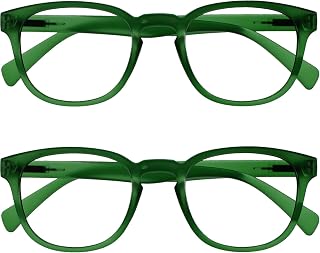 OPULIZE Pop 2 Pack Retro Giro Green Moss Matte Smooth Men Women Reading Glasses Spring Hinges RR2-6 +1.00