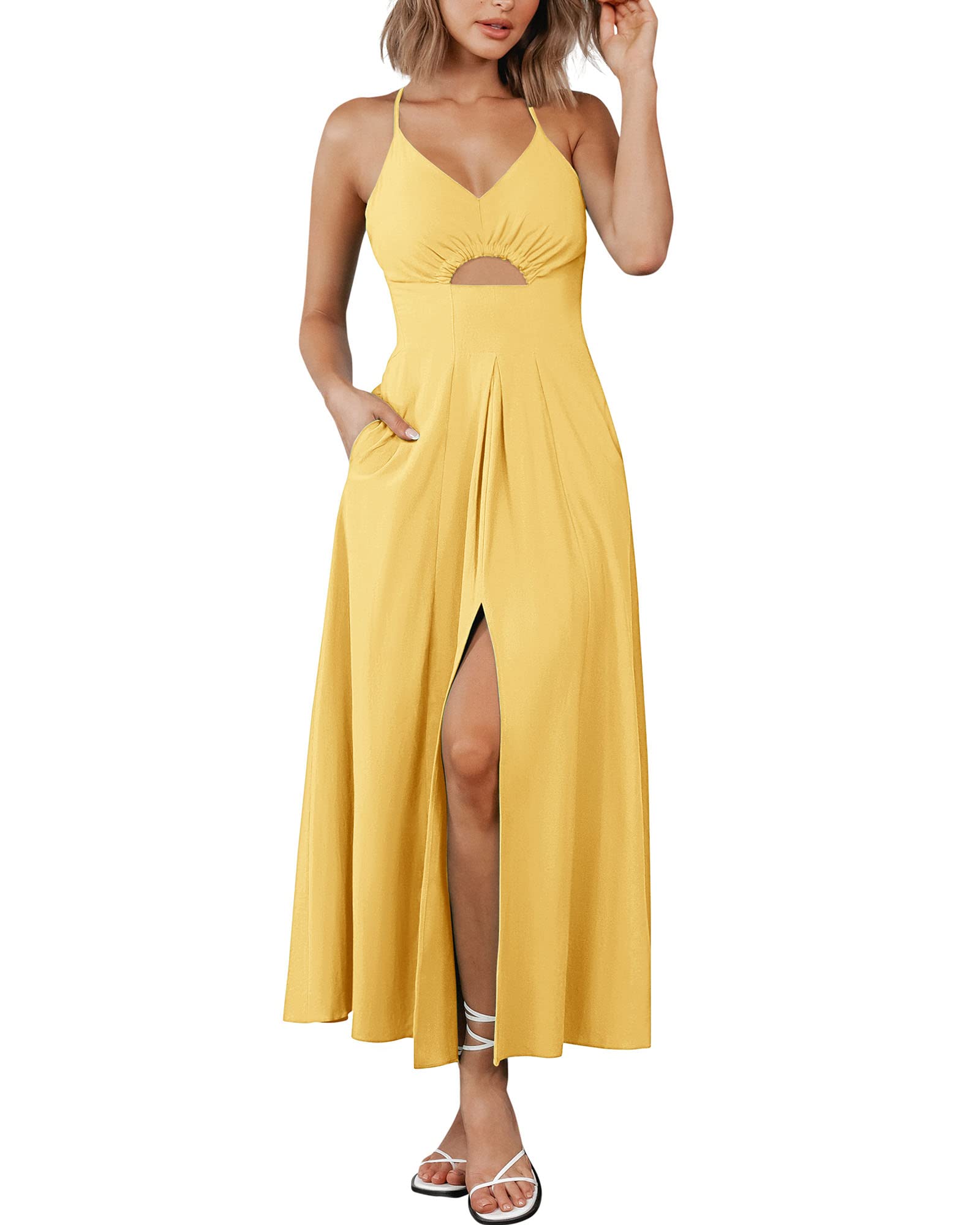 BTFBM Women 2026 Spaghetti Strap Midi Summer Dresses