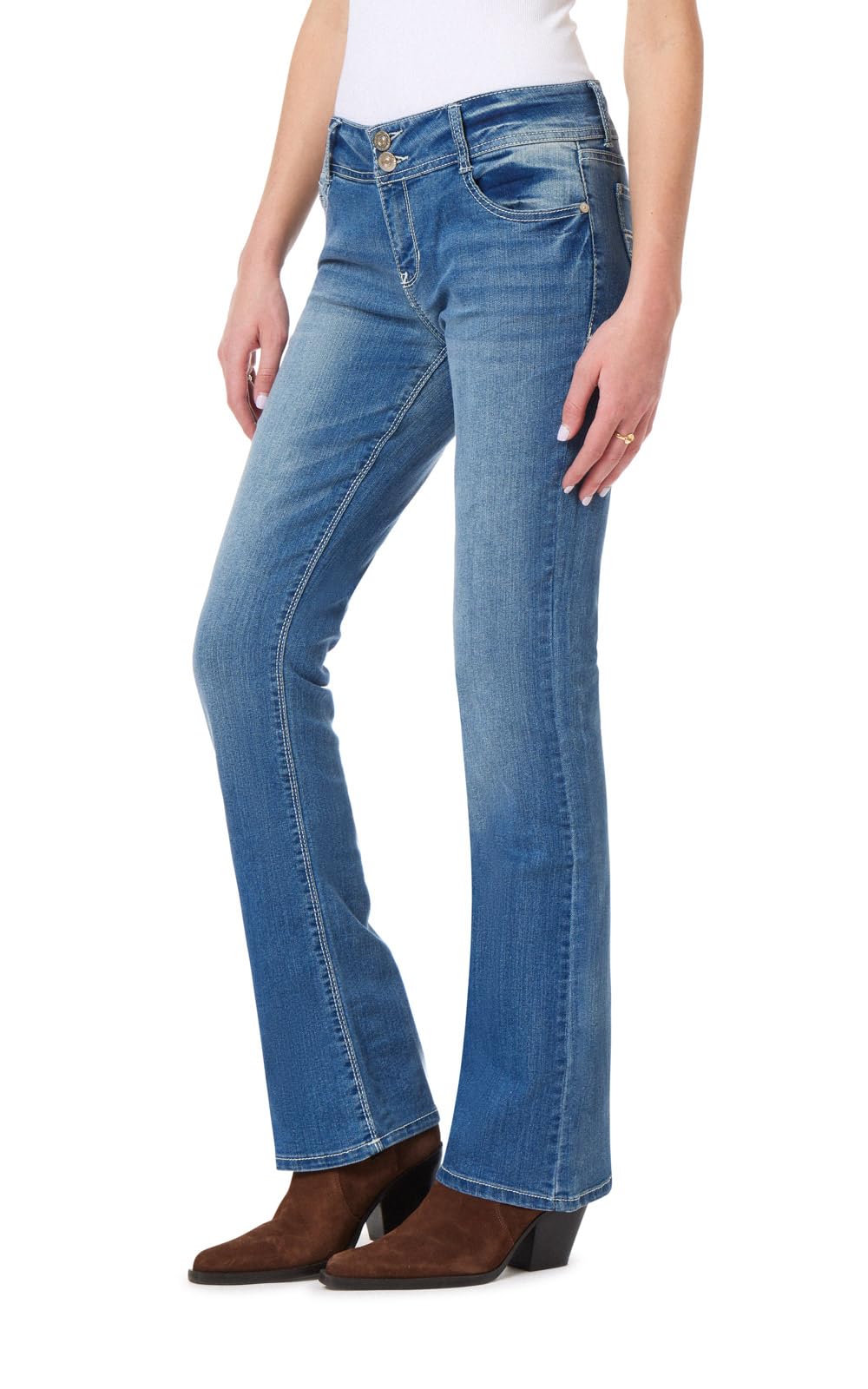 WallFlower Women's Straight Instastretch Legendary Classic Jeans with Boot Cut