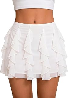 Avidlove Minifalda de malla con volantes para mujer, falda corta de verano Y2K, tallas XS-XXL