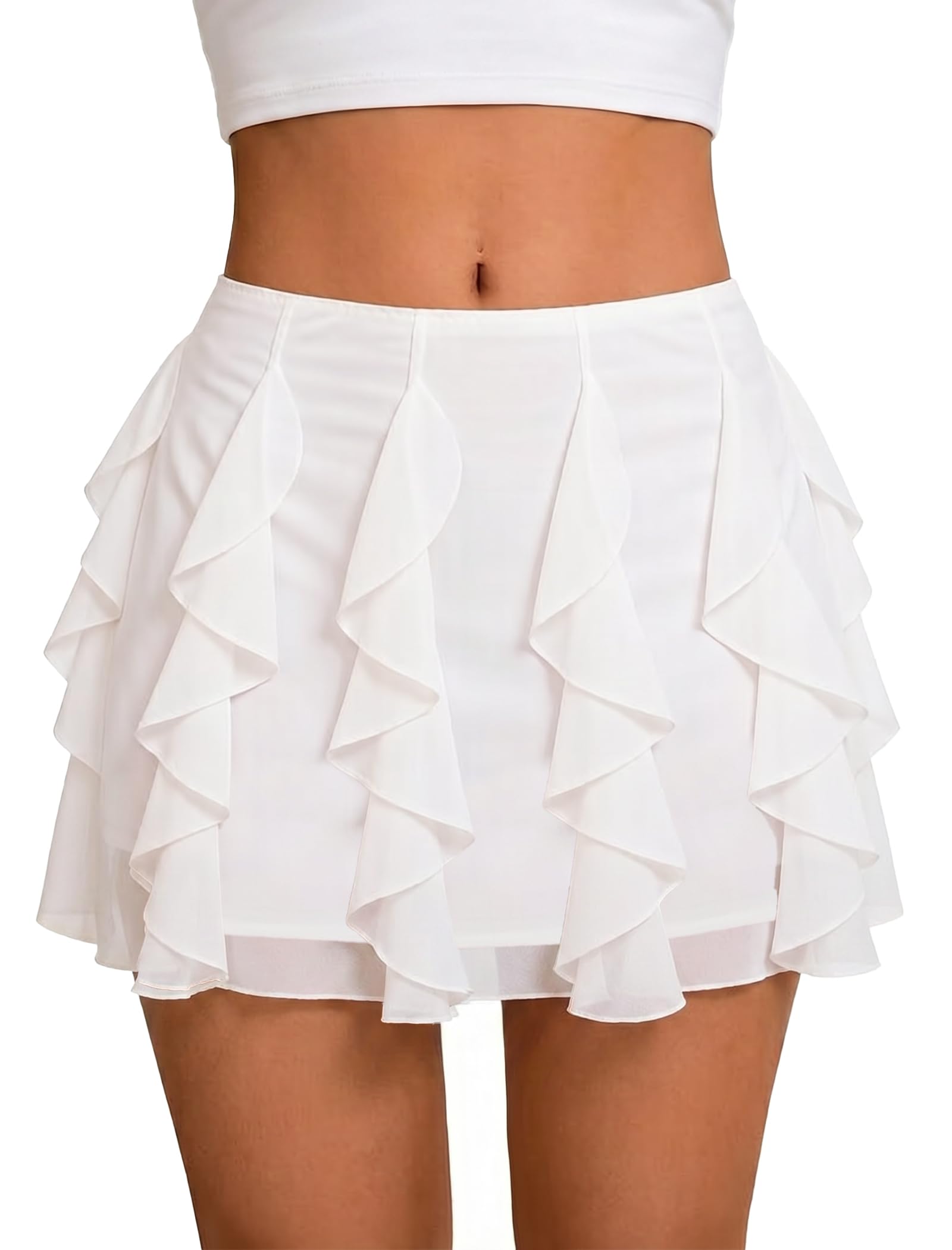 Avidlove Minifalda de malla con volantes para mujer, falda corta de verano Y2K, 