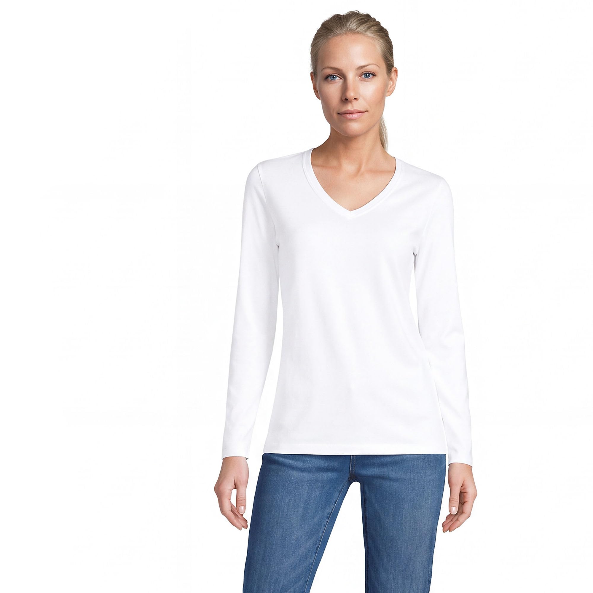 Lands' End Women's Supima Long Sleeve V-Neck Tee