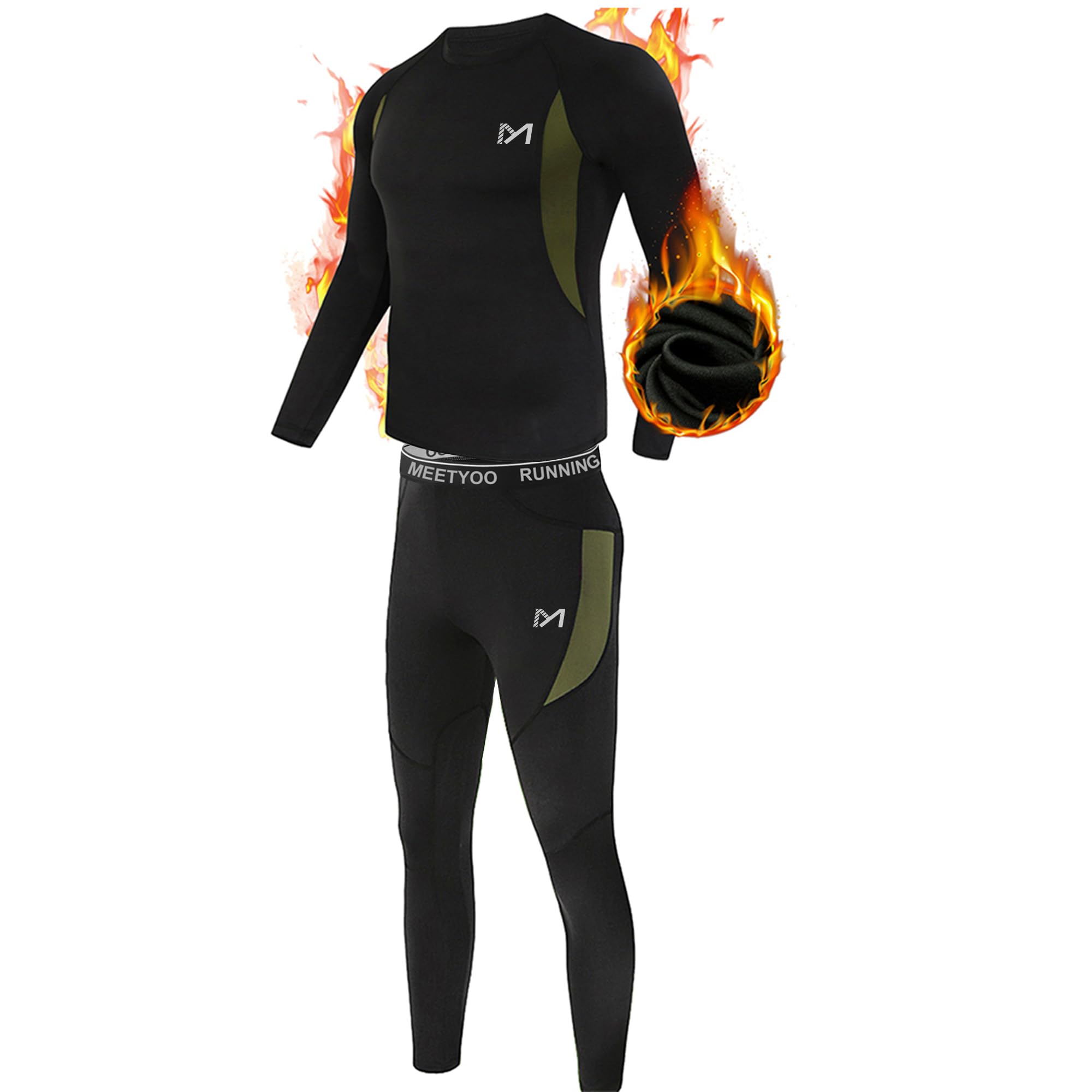 MEETYOO Men's Thermal Underwear Long Bottoms Quick Dry Ski Running