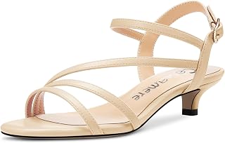Castamere Women's Open Toe Low Kitten Heel Ankle Strap Sandals Buckle Closure Dress Office Casual Shoes 3.5 CM Heels