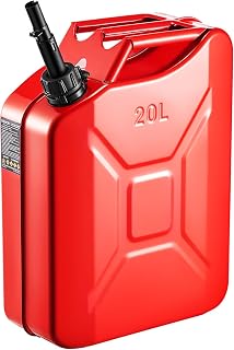 VEVOR Metal Fuel Container, 5.3 Gallon, Fuel Jerry Can with Spout and Comfort Handle, 6 L/min Max Flow Rate, Leakproof & Corrosion-resistant Metal Gas Tank Most Cars Motorcycle ATV UTV, Red
