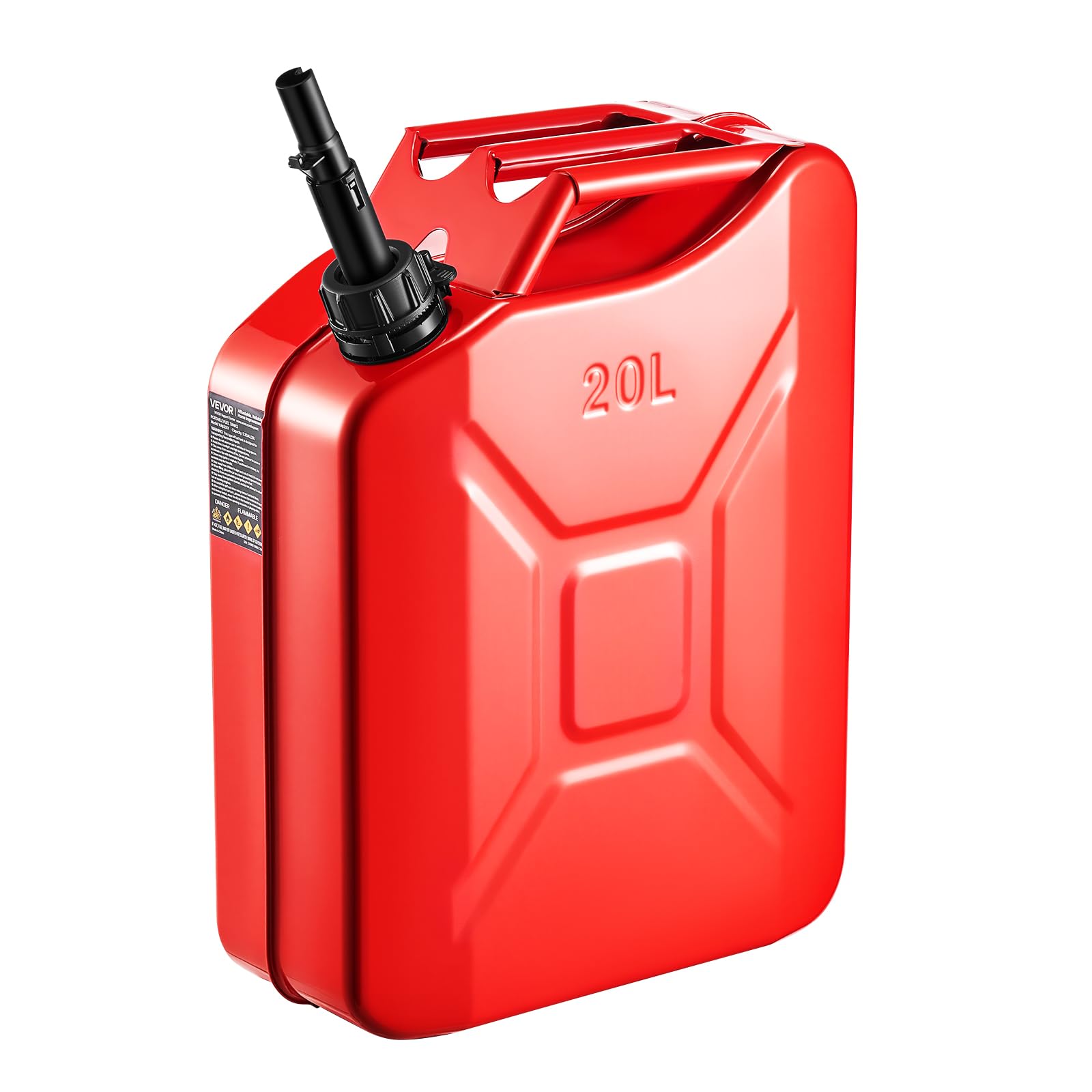 VEVOR Metal Fuel Container, 5.3 Gallon, Fuel Jerry Can with Spout and Comfort Ha