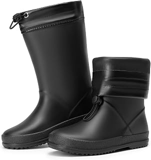DREAM PAIRS Kids Waterproof Drawstring Rain Boots | Lightweight,Non-Slip Outsole,Easy-On,Outdoor Rainy Play,Unisex Boys Girls Toddler