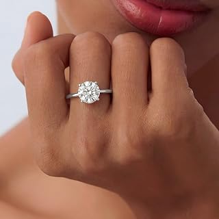 1 Piece 925 Silver 1CT-3CT Delicate Elegant Four Claws Unique Round Shape Ring Zircon Ring Material Solitaire Engagement Women Jewelry Engagement Gift Party Gifts for Mom