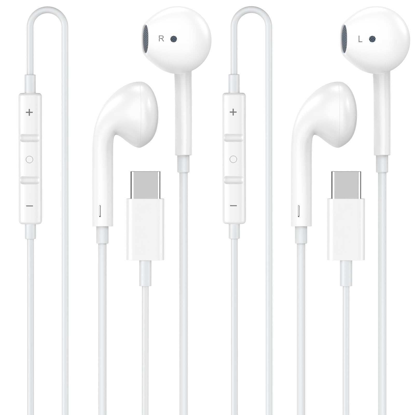 [Apple MFi Certified] USB C Headphones for iPhone Duo 18 17 16 15 Pro Max | 2 Pa