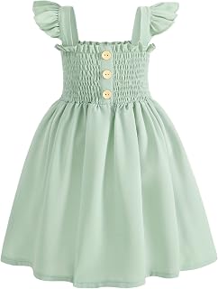 JEELLIGULAR Toddler Dress Ruffle Sleeveless Button Down Dress for Toddler Girl Dress Summer Beach Casual A-line Sundress