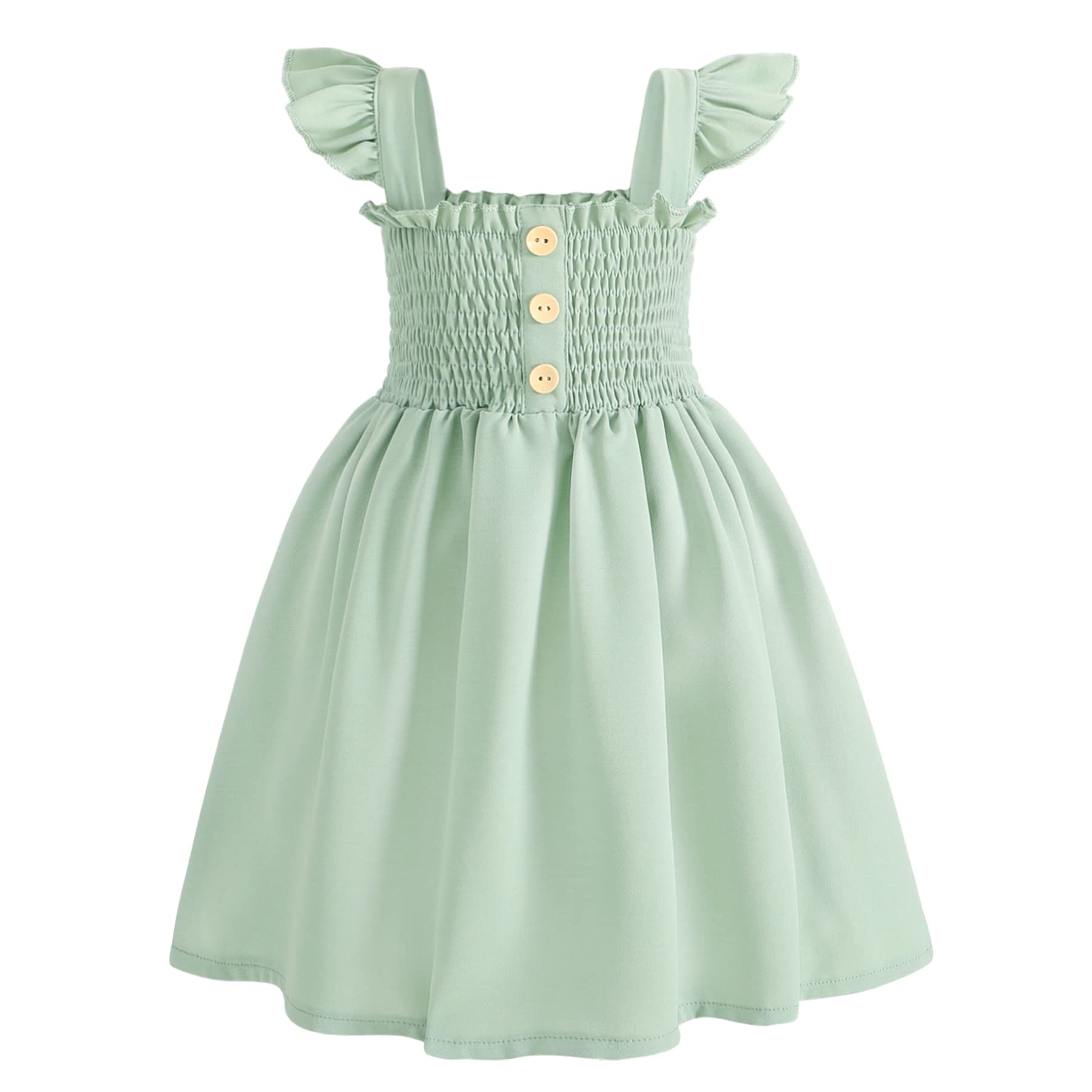 JEELLIGULAR Toddler Dress Ruffle Sleeveless Button Down Dress for Toddler Girl D