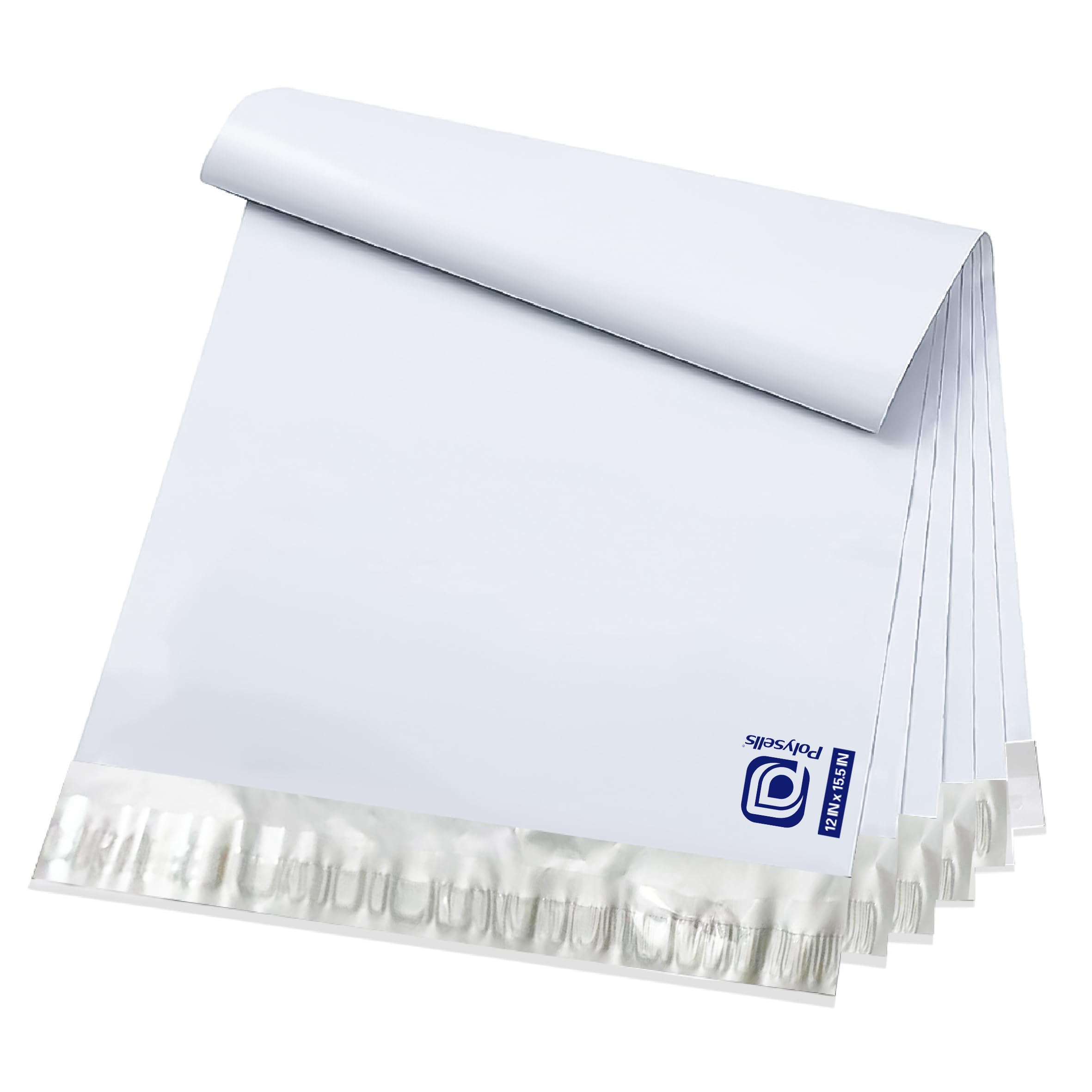 POLYSELLS 50 pcs 12x15.5 Inches White Poly Mailers Shipping Envelopes, Strong Ad