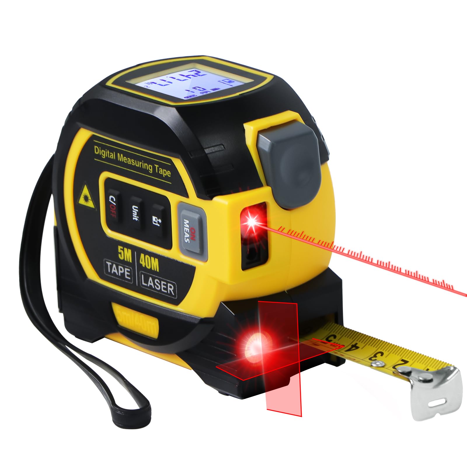 Fitdays 3-in-1 Laser Tape Measure with Cross Line Level | Digital Laser Measurem