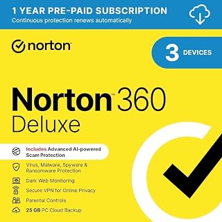 Norton 360 Deluxe 2026| 3 Devices | 1-Year Subscription with Automatic ‎Renewal| Activation Code by email