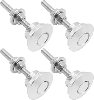 Aynaxcol 4Pcs Universal Aluminum Vehicle Hood Pins Silver Quick Release Lock Latch Bumper License Plate Lock Clip Diameter 1.25 Inch for Bumper Hood License Plate