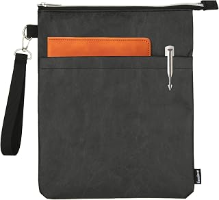 Book Sleeves with Zipper, Travel Book Waterproof Protector Pouch for Hardcover Books, Book Covers Bags Carry Case/Front Pocket & Handle Strap for Book Lovers Mother's Day Readers, Tyvek Paper, 1 Piece