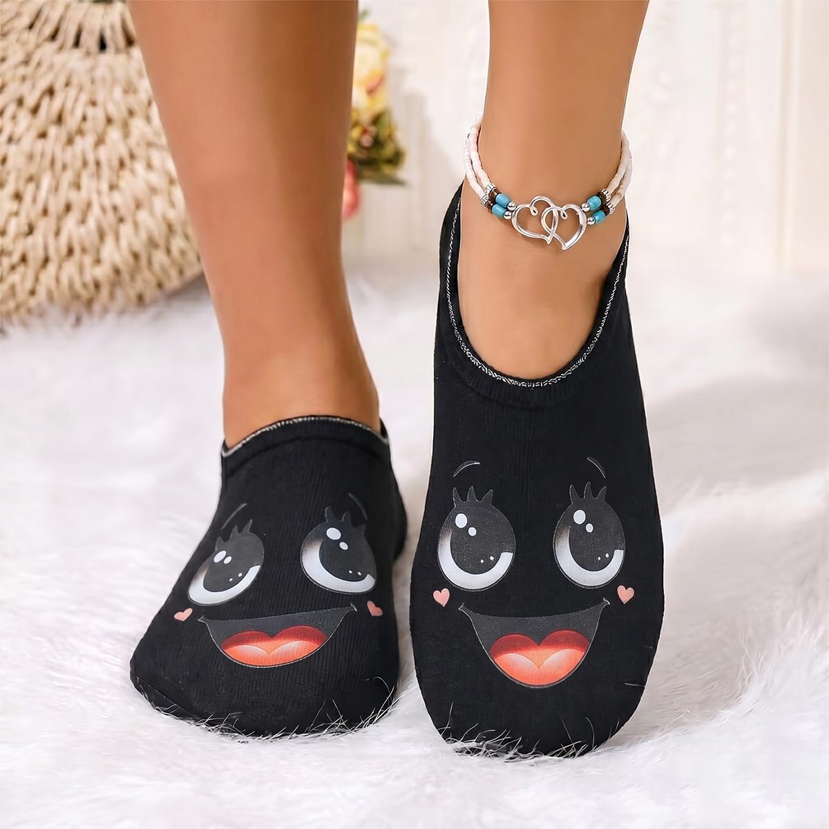 Cute Slip-on Shoes for Women Men Breathable Lightweight Indoor Outdoor Yoga Shoe