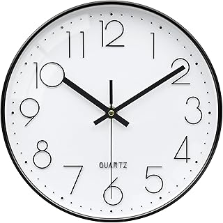 VIKMARI 12 Inch Black Modern Wall Clock Living Room Kitchen Silent