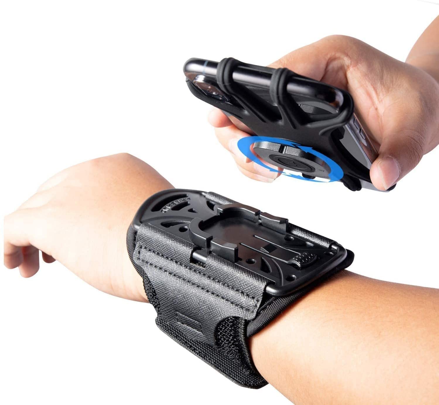 HLOMOM Wristband Phone Holder for Running, 360°Rotation & Detachable Sports Armb