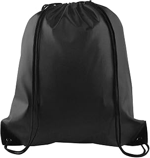 PLULON Black Drawstring Bags Drawstring Backpack Bulk, String Backpack Cinch Sack Sport Gym Bags for Yoga Traveling Outdoor Sports