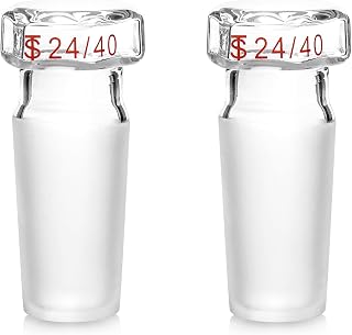 QWORK Glass Stopper, 2 Pcs Hex Head Glass Hollow Stopper for 24/40 Outer Joint