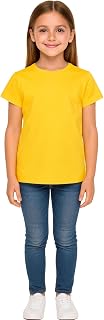 Girls Cotton T Shirt Plain Crew Neck Casual Fashion Top Everyday Wear | Soft Feel Tee Lightweight Breathable Stylish Trendy Wardrobe Essential