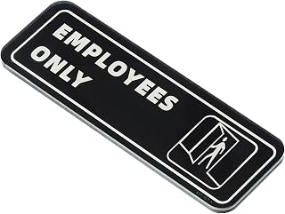 Employee Only Sign, Acrylic 6"x2" Self Adhesive Door Info Sign Sticker Sign for Office Store Business, Black