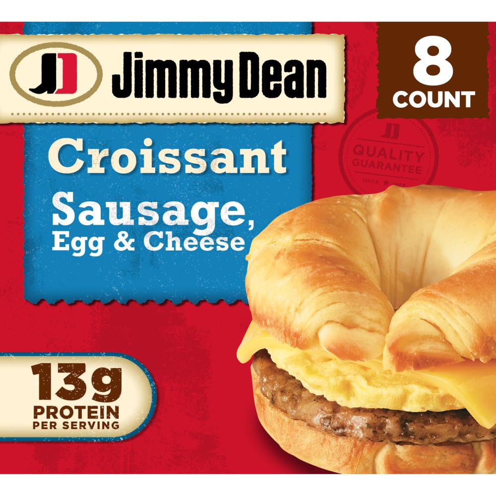 Jimmy Dean Sausage, Egg and Cheese Croissant Breakfast Sandwich, 8 Count (Frozen