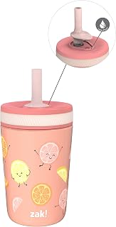 Zak Designs Happy Fruit Kelso 12oz Stainless Steel Leak-Proof Toddler Cup | BPA Free, Vacuum Insulated , Sippy Cup, Double Wall, Cupholder Friendly, Dishwasher Safe, Easy Clean, For Preschool or Home