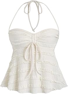 SOLY HUX Women's Peplum Halter Tops Babydoll Y2k Cute Summer Cami Top