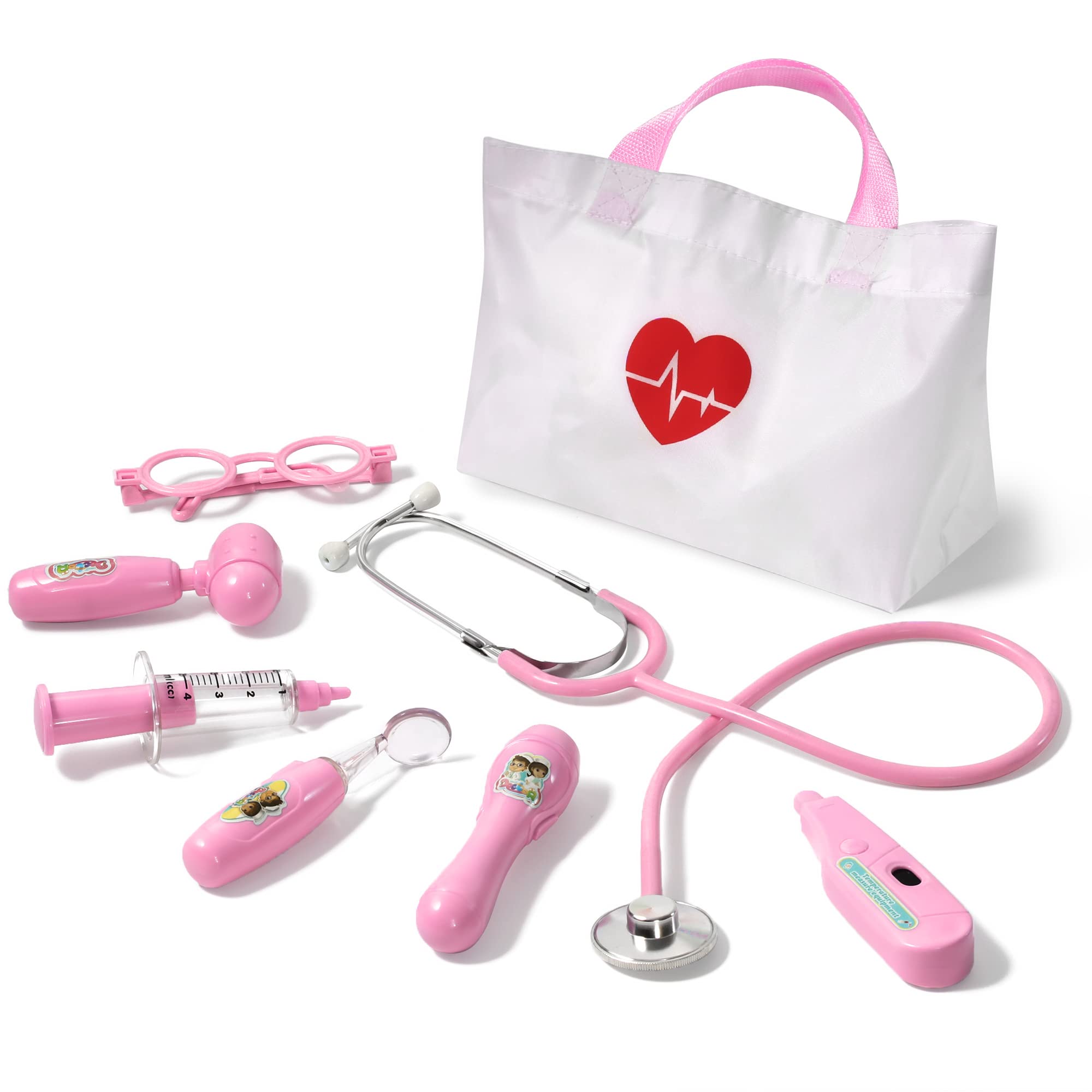 Phobby Doctor Kit Toy for Kids 3 4 5 6 Years Old, Pink | Toddler Pretend Medical