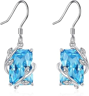 POPLYKE Sterling Silver Celtic Moonstone Filigree Drop Earrings