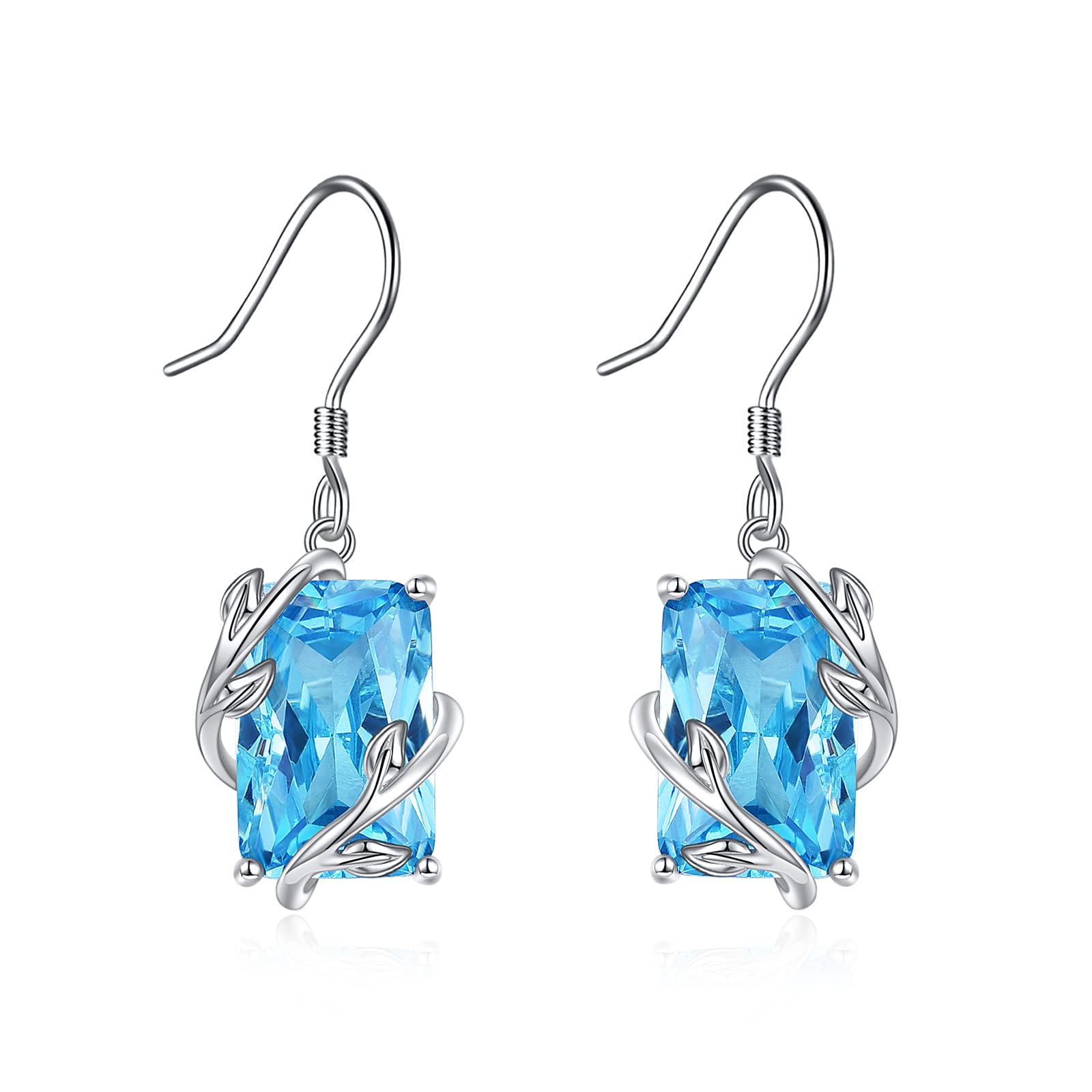 POPLYKE Sterling Silver Celtic Moonstone Filigree Drop Earrings