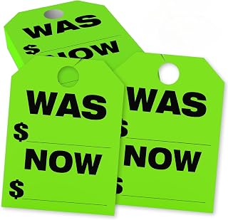 100 Pack was/Now Price Mirror Hang Tags, 8.5" X 11.5", Green Double-Sided Hanging Car Rear View Mirror Sale Tags, Hook Design for Sale Sign Car, for Auto Dealership Supplies & Vehicle Lots